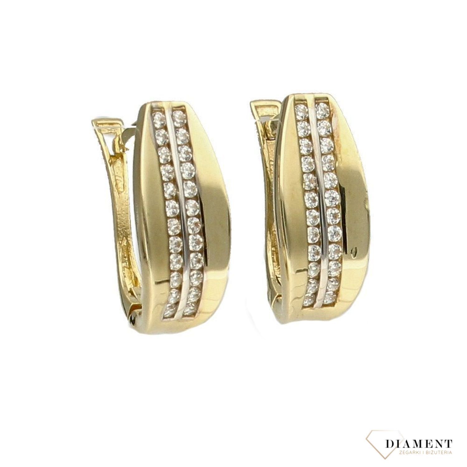 Złote kolczyki przy uchu rząd białych cyrkonii KL 6159 333.jpg